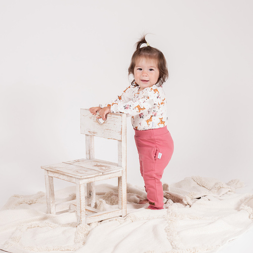 216273 Lala Nicol tepláky - růžové dětské kalhoty s žebrovanými manžetami, velikost 62-146