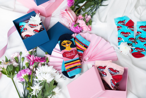 K89S Super Mama Foot Socks Italian Fashion - tmavě modrá/barevná