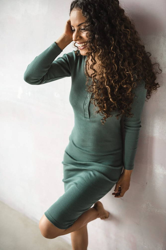 Tummy Sukienka ciążowa i do karmienia z dzianiny w prążek Milk&Love miętowy