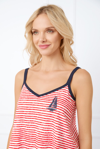 Flota Dámské pyžamo slim-fit, šortky Italian Fashion - potisk červená/modrá