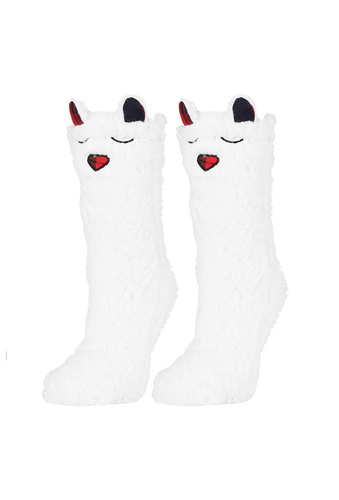 Dámské ponožky Moraj CDC1600-001 bílo-růžové - nadýchané, s úsměvem a protiskluzovou úpravou ABS