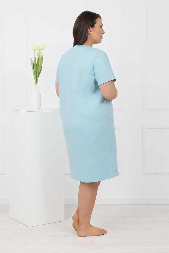 Hemaria Italian Fashion bavlněná noční košile dámská plus size tyrkysová