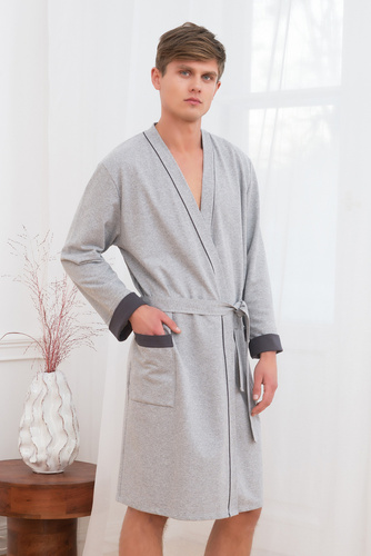 Gabriel Pánský župan s kapsami Italian Fashion- melange/graphite