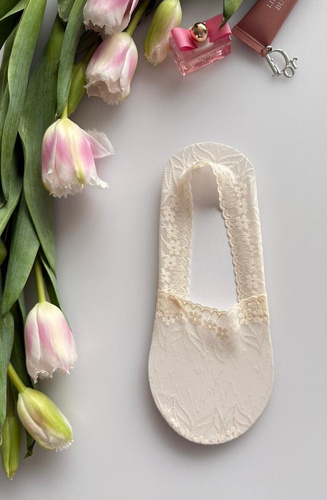 Dámské balerínkové ponožky Magnetis krajkové se silikonem – neviditelné beige