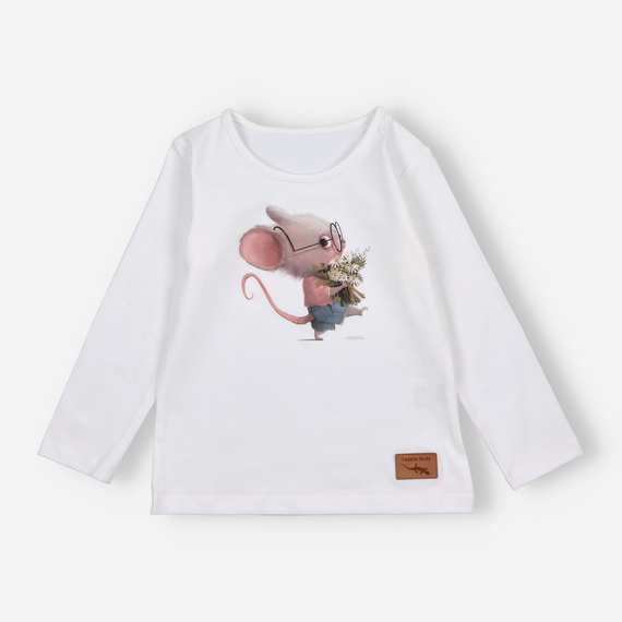 KAR-3008 Dívčí halenka s dlouhým rukávem Lagarto Verde ecru - stylová, bavlna, polská výroba