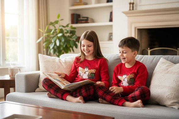 594/185 592/185 Dívčí pyžamo Winter Cornette - vánoční, červené, bavlna