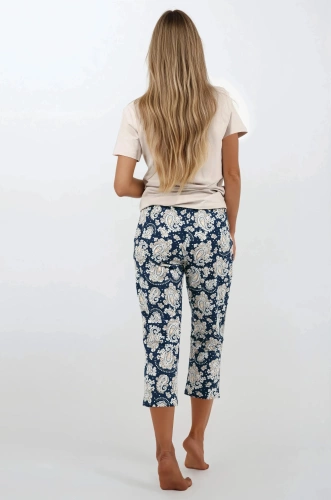 Navy Charm Dámské pyžamo Momenti Per Me - krátký rukáv a 7/8 kalhoty, bavlna