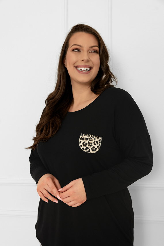 Kenia Dámské pyžamo Italian Fashion - dlouhý rukáv, kalhoty s leopardím vzorem