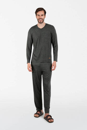 Akord Pánské pyžamo s dlouhým rukávem, dlouhé kalhoty Italská móda - c.melange