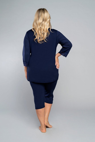 Pyžamo Izyda 3/4 rukávy, 3/4 kalhoty Italská móda - tmavě modrá