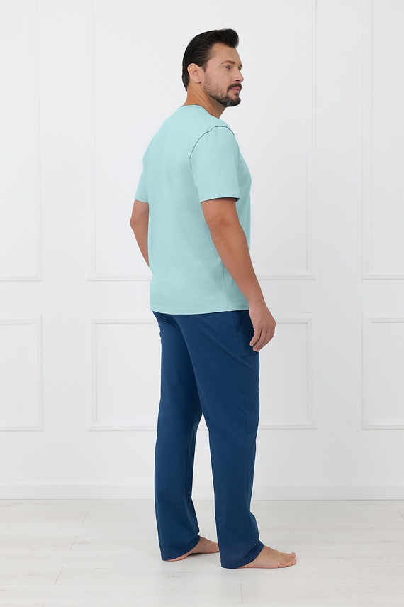Pánská bavlněná pyžama Devon Italian Fashion dlouhé kalhoty tyrkysová