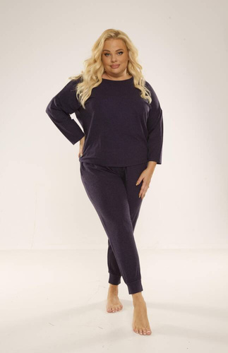 347 Paula Dámské pyžamo Plus Size De Lafense - tmavě modré