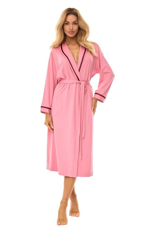 2506 Dámský dlouhý viskózový župan L&L růžový - lehký, prodyšný