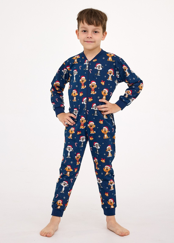 185/180 186/180 Chlapecká kombinéza Kids Boy Dog 2 Christmas Cornette- bavlna, dlouhý rukáv, slavnostní potisk
