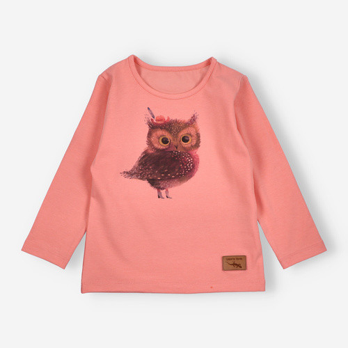 KAR-3001 Dívčí halenka s dlouhým rukávem Lagarto Verde lososová - stylová, bavlna, polská výroba