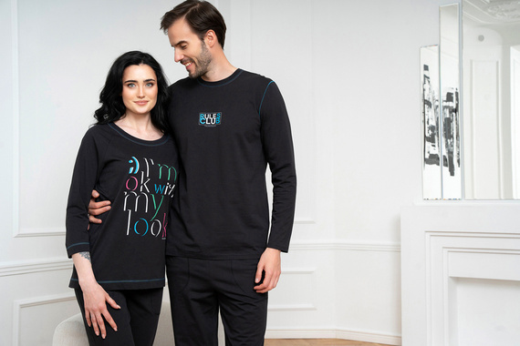 Dámské pyžamo Olza 3/4 rukávy, 3/4 kalhoty Italská móda - černá