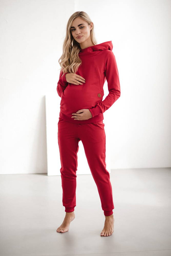 Spodnie dresowe ciążowe Milk&Love karminowa czerwień
