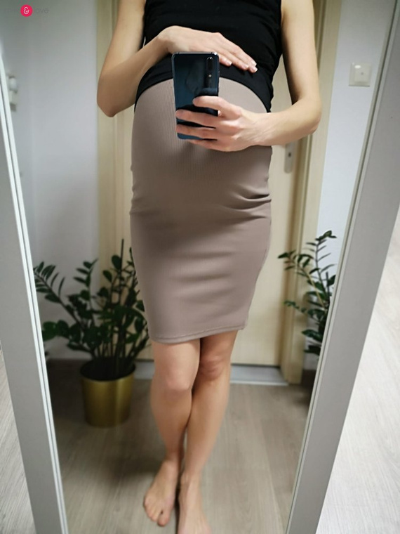 Spódnica ciążowa Tummy z dzianiny w prążki Milk&Love morska zieleń