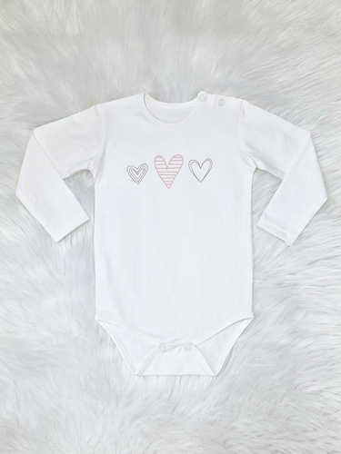 Tři srdce Bambarillo ecru dětské body - bavlna, elastický úplet, ideální pro tepláky "BEAR"