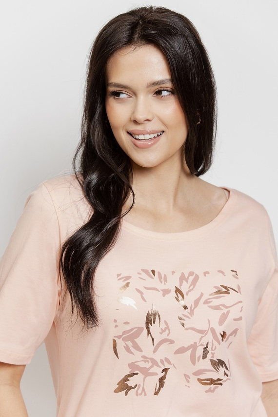 Noční košile Valentina 3572/3537 Taro meruňková-bavlna, krátký rukáv