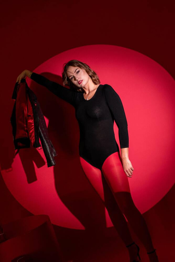 805 Chloe Dámské body s dlouhým rukávem De Lafense - černé