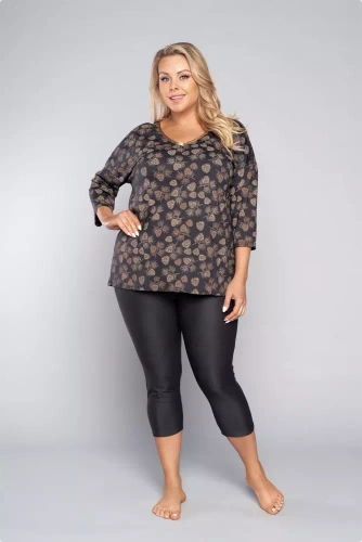 Pinnia Dámské pyžamo s 3/4 rukávy, 3/4 kalhoty Italian Fashion - potisk/grafitová barva