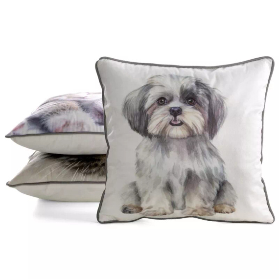 Povlak Animal 45x45 samet Eurofirany se zipem Shih Tzu
