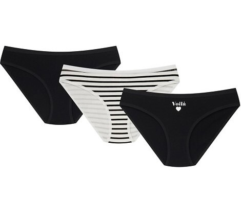 36508-K084 Henderson Dámské černé bavlněné bikiny 3-pack