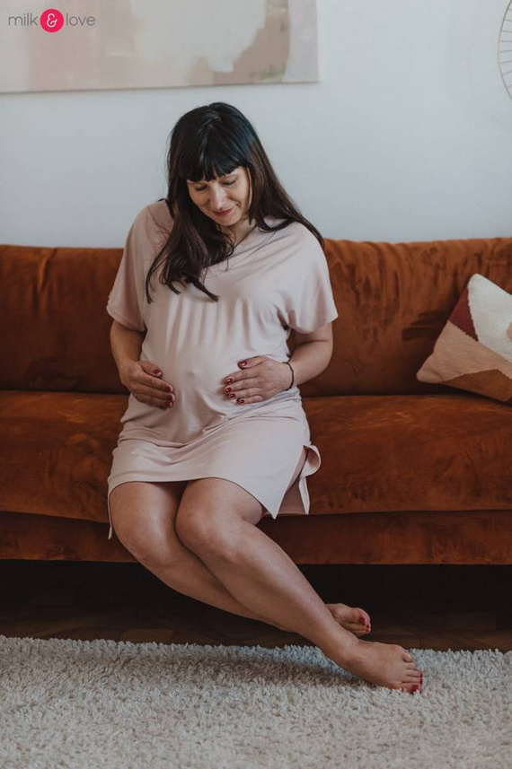 Moon bambusowa koszula nocna ciążowa i do karmienia Milk&Love eukaliptus