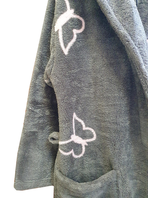 672 Butterflies Krátký dámský župan Forex - šedý