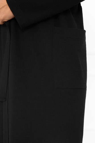 Pánský župan Bono Italian Fashion černý - s páskem, reliéfní vzor, elegantní a pohodlný