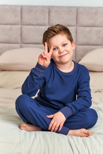 7351 Bavlněné dětské pyžamo Doctor Nap - comfort classics - tmavě modré