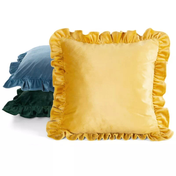 Povlak Brenda 45x45 šalvějový samet Eurofirany volán mustard