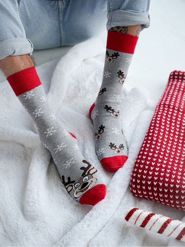 1290.039 Vánoční ponožky se soby Milena - nelze spárovat, světlý melír