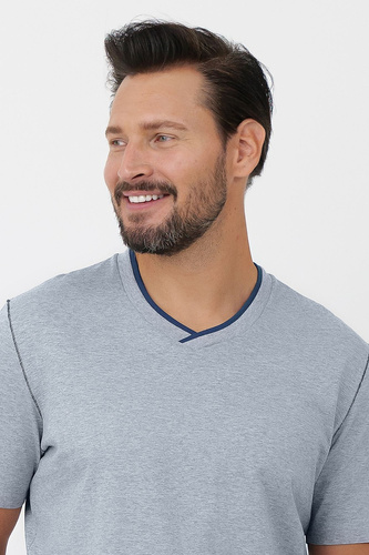 Pánská bavlněná pyžama Devon Italian Fashion krátký rukáv melange
