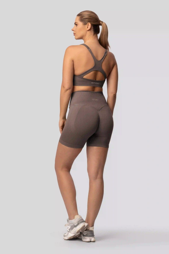 Spaio PUSH-UP PRO modelující bezešvé šortky fitness vysoký pas taupe