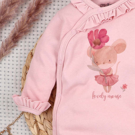 Kojenecký overal Nini Little Mouse 100% bio bavlna – pro novorozence