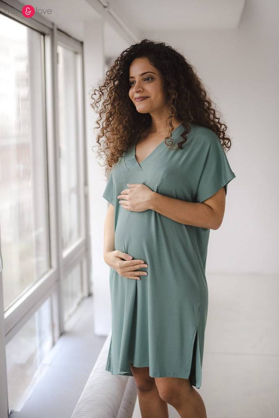 Moon bambusowa koszula nocna ciążowa i do karmienia Milk&Love eukaliptus