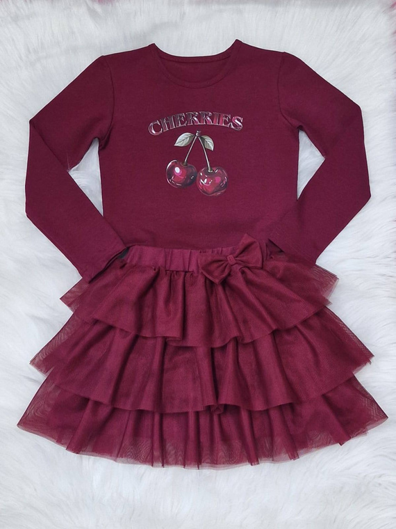 Bordó tylová sukně Mia Bambarillo - dívčí, elegantní a lehká