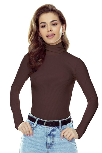 Matylda Dámská halenka Eldar chocolate- Ribbed Viscose Premium | Golf | Dlouhý rukáv | Ideální pro každodenní a elegantní styling