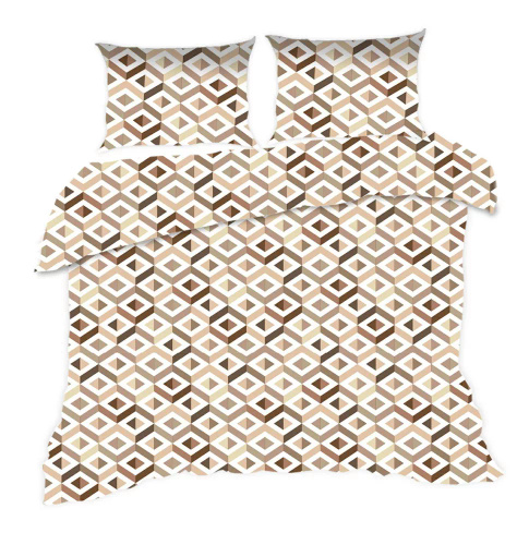 1760N Bavlněné povlečení Classic E24 Karo geometry beige - 100% bavlna, odolné, barevné, 2dílná sada