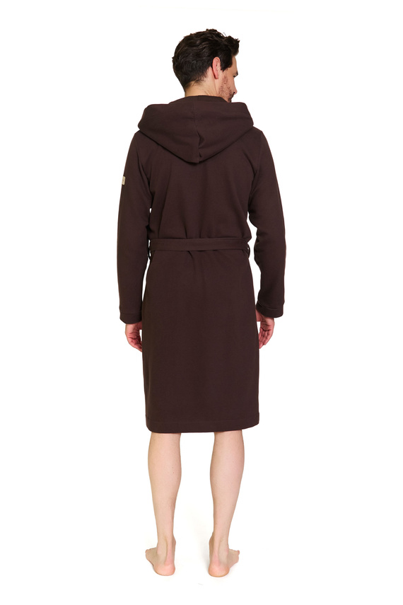Doctor Nap 7332 - Pánský bavlněný župan s kapucí | 100% bavlna, polská výroba - hnědý