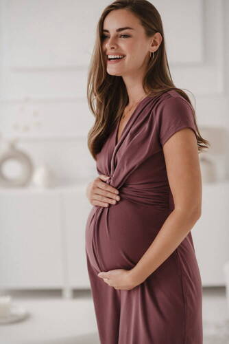Loop sukienka ciążowa i do karmienia krótki rękaw Milk&Love rose brown