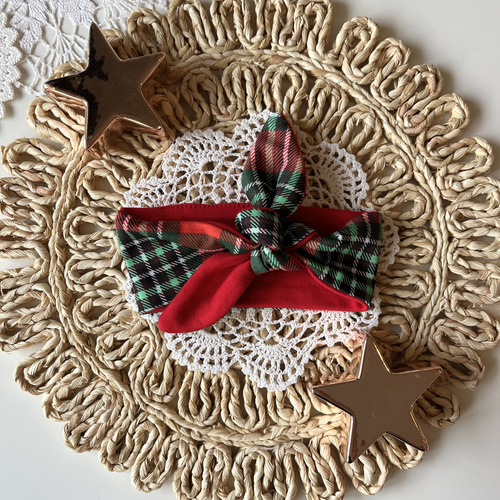 Mamatti Dívčí čelenka OP02 Merry Christmas - červená zelená mřížka, Pin-up styl