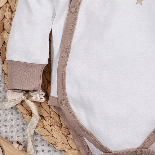 ABN-5502 Sky Journey Nini ecru obálkové body | Organická bavlna pro novorozence