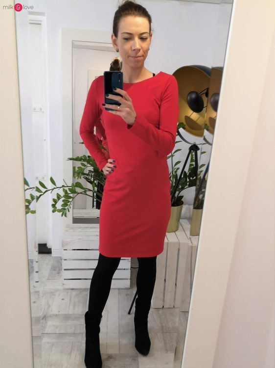 Sukienka do karmienia Milky Dress Milk&Love długi rękaw karminowa czerwień