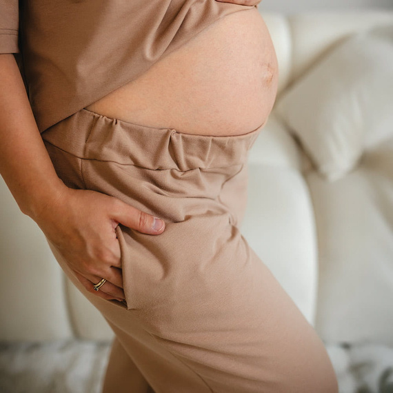 Eevi for Women Dámské tepláky béžové - volné, bavlna + modal, pohodlné