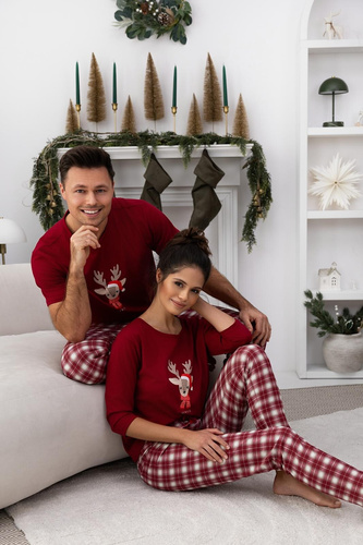 Jack Pyžamo Sensis - pánské bavlněné pyžamo s kostkovanou košilí a kalhotami