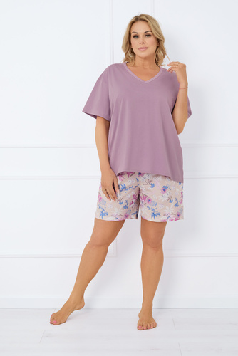 Janov Dámské pyžamo s krátkým rukávem, šortky Italian Fashion - heather/print