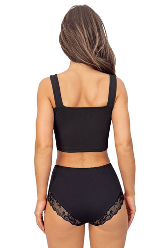 Kalhotky 238 Donna černé - bavlněné dámské kalhotky s krajkovými vsadkami